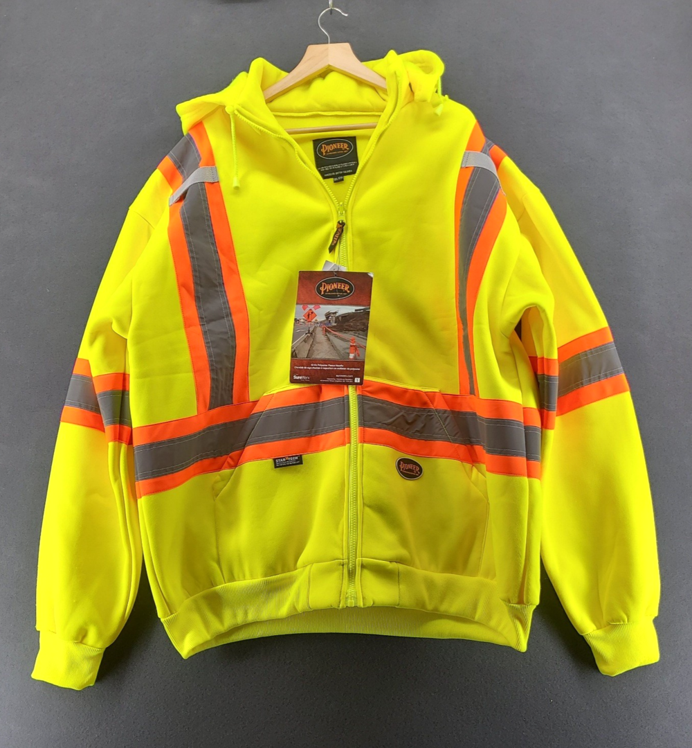 Pioneer Hi-Viz Safety Hoodie Jacket Mens 5XL Yellow CSA Class 2 6925 Tag NWT